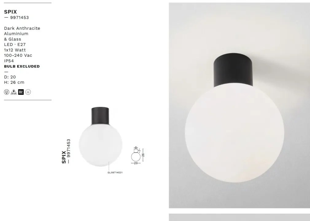 Plafoniera iluminat exterior moderrn IP54 SPIX