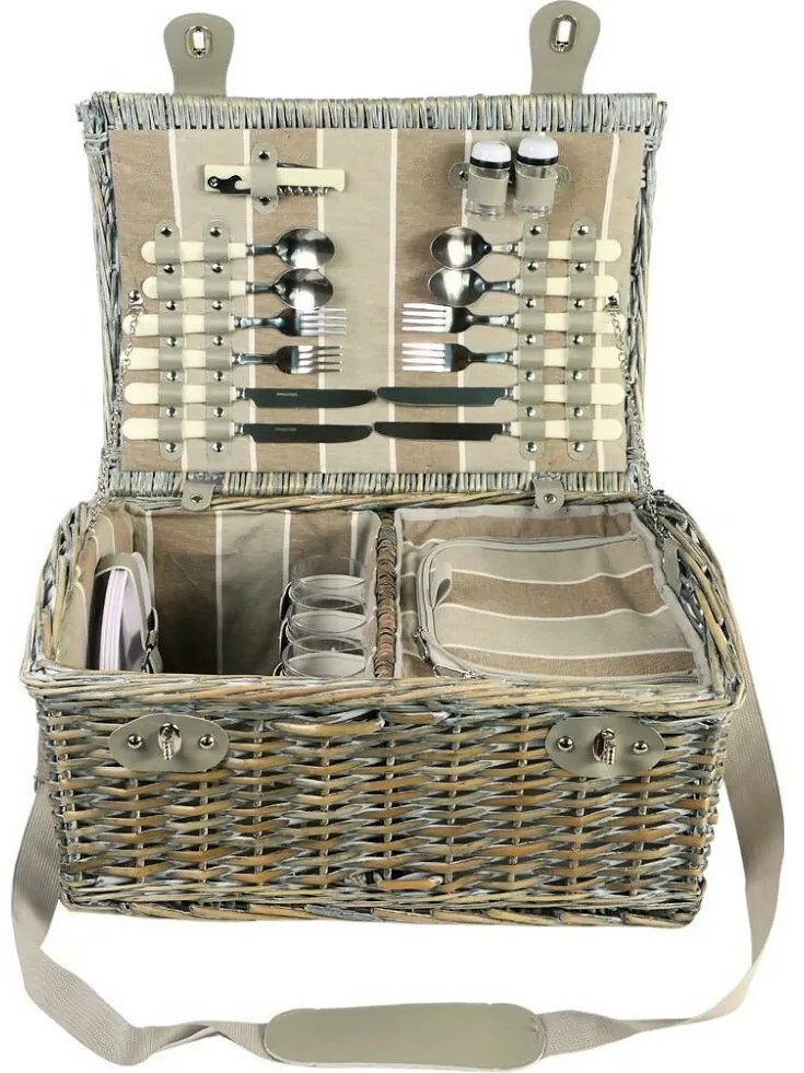 Coș picnic pentru 4 persoane Brown, 46 x 31x 21 cm