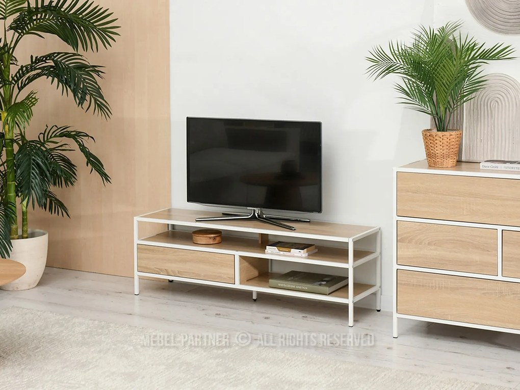 Masă TV Soren Rtv (sonoma + alb). Promo -6%. 1111730