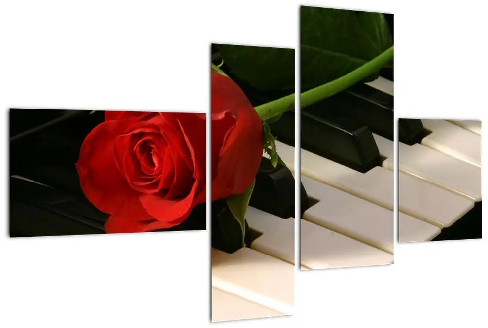 Tablou - trandafir pe pian (110x70cm)