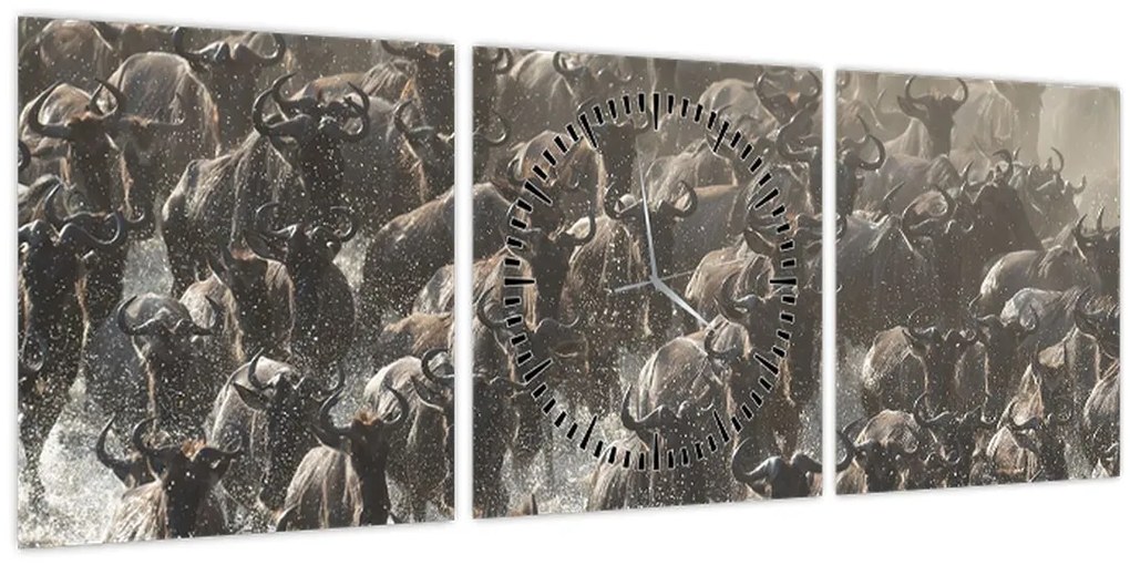 Tablou - Turmă de antilope sălbatice (cu ceas) (90x30 cm)