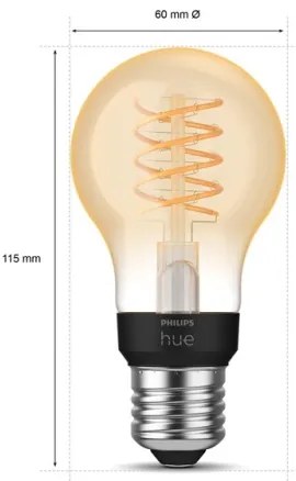 Bec LED dimabil Philips Hue WHITE FILAMENT A60 E27/7W/230V 2100K