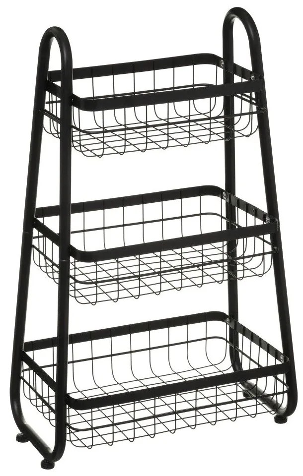 Coș metalic SILV, 3 nivele, culoare neagră