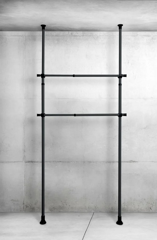 Wenko Set de 2 bare telescopice orizontale Herkules, negru
