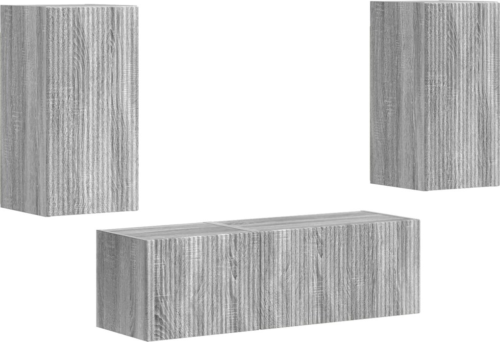 vidaXL Set Dulap pentru Televizor Montat pe Perete 4 pcs Gri Sonoma