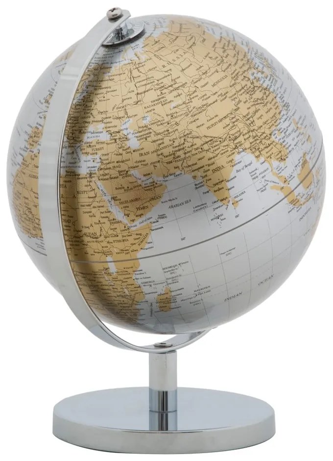 Decorațiune pentru masă Mauro Ferretti Globe, înălțime 28 cm, argintiu-auriu