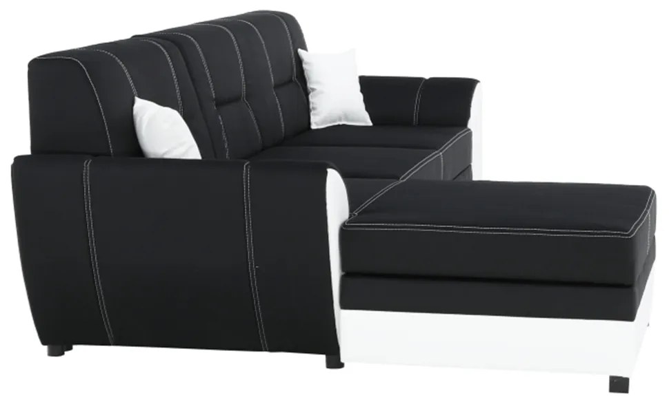 Colţar, piele ecologică albă/material textil negru, model stânga, MARUTI