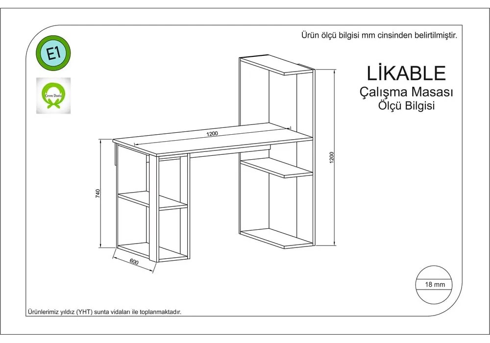 Birou 60x120 cm Likable - Gauge Concept