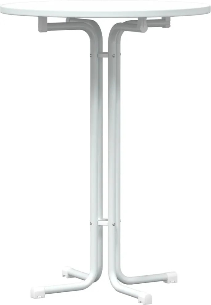 vidaXL Masă de bar, alb, Ø80x110 cm, lemn prelucrat și oțel