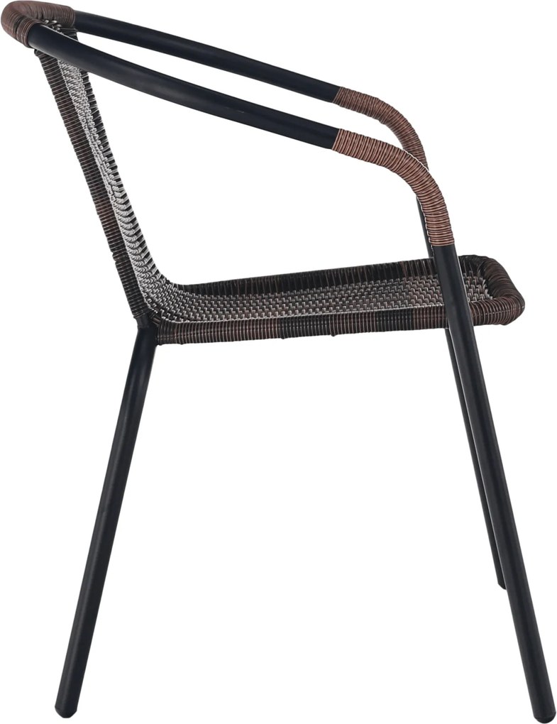 Scaun stivuibil, răchită sintetică maro/metal negru, DOREN