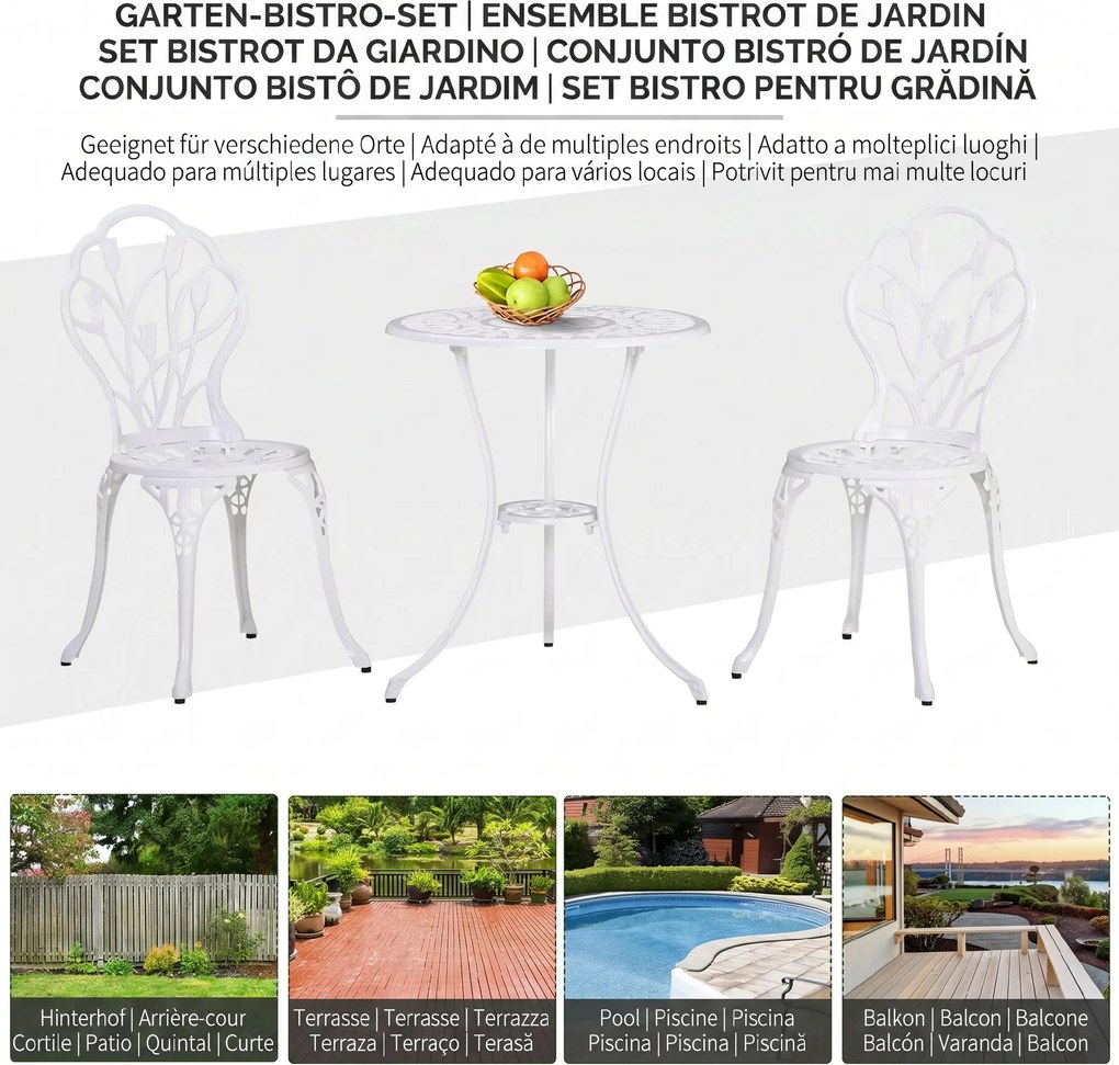 Outsunny Set de Gradina 3 Piese din Aluminiu cu 2 Scaune