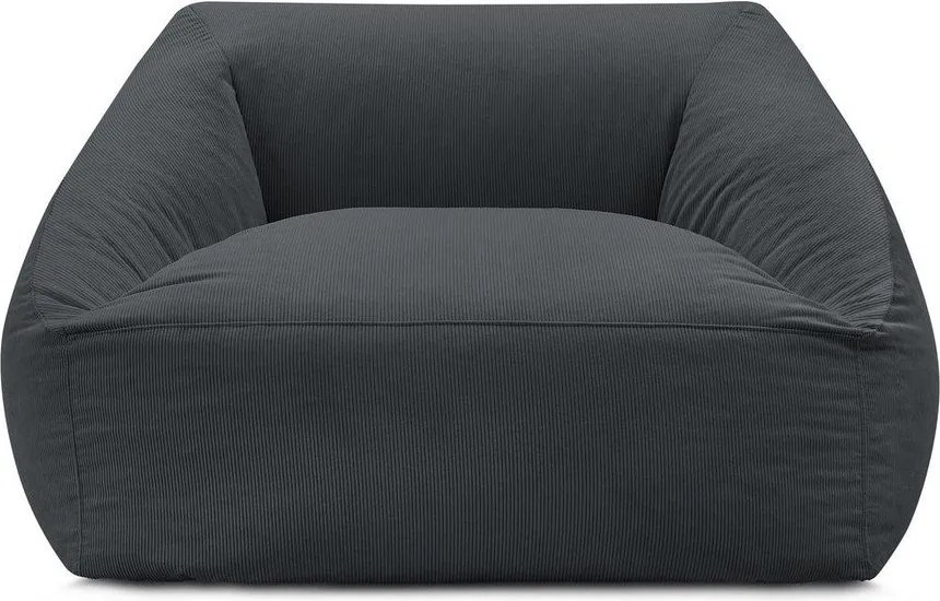 Fotoliu bean bag gri închis cu tapițerie din catifea reiată Lilibet – Bobochic Paris