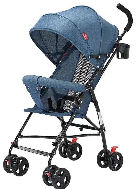 Carucior sport, Clasic, Albastru, Copii 6 - 36 luni, Pliabil, Copertina, Protectie UV, 8 roti, Blocare roti în spate