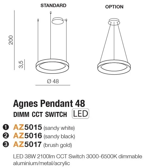 Lustra LED cu telecomanda design circular AGNES 48 DIMM CCT SWITCH GO