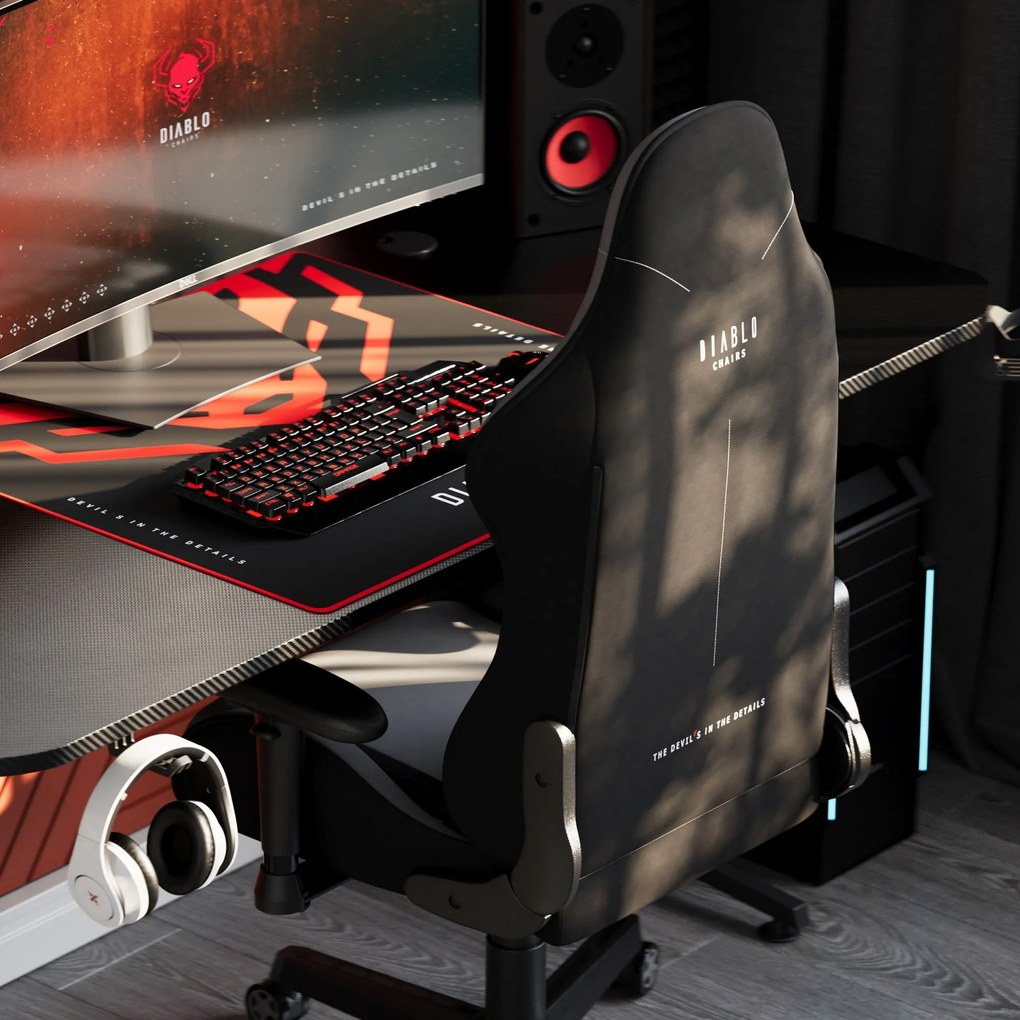 Scaun gaming Diablo X-Starter din țesătură gri