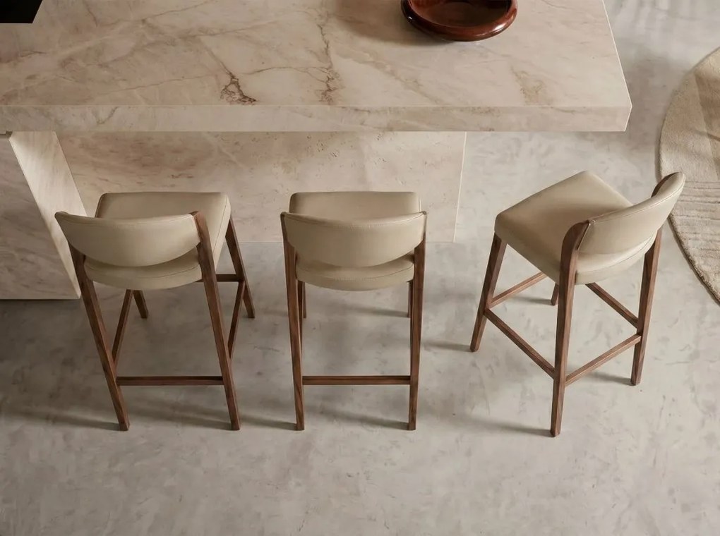 Scaun de bar din lemn si piele sintetica Mink