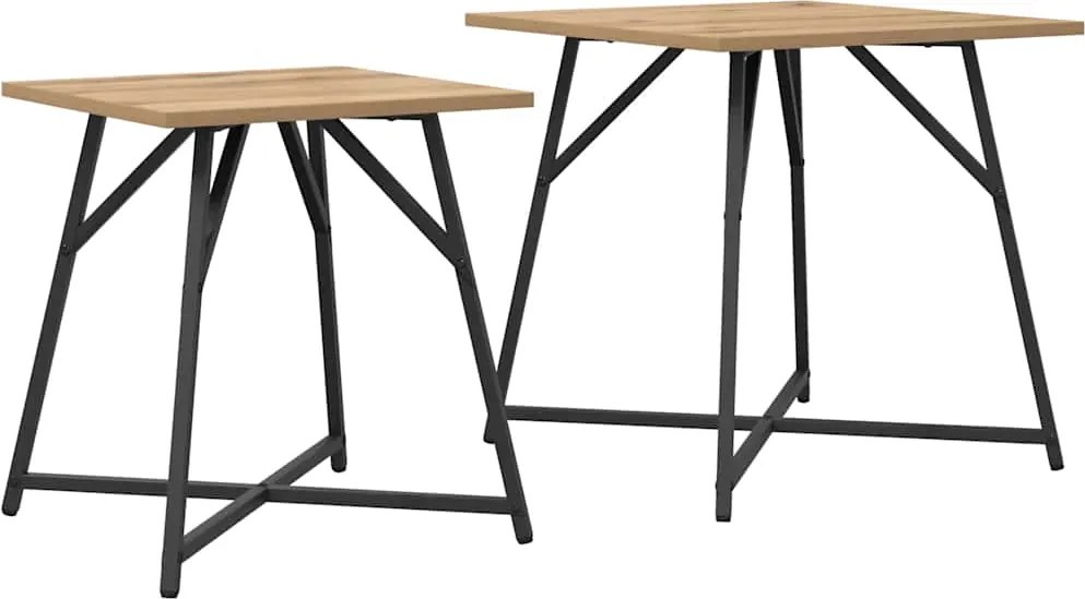 vidaXL Set măsuțe laterale 2 pcs Stejar Artisan și Negru