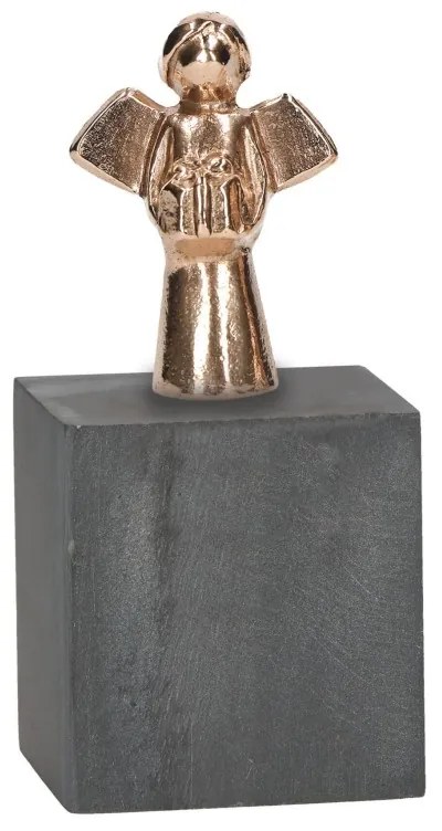 Statueta bronz "Ingeras cu dar" pe suport piatra