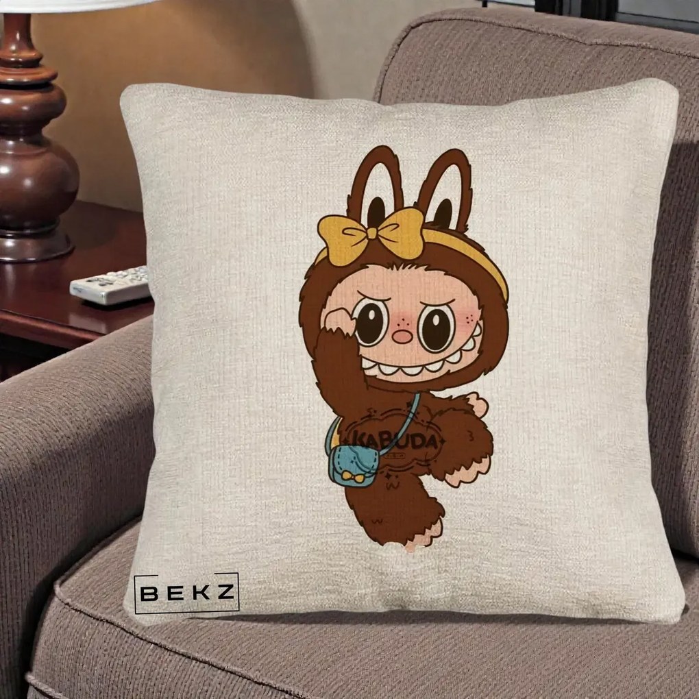 Perna Personalizata Kabuda Maro cu Funda Aurie, 40x40 cm, Bej Canapea, Husa Detasabila, Perna Inclusa, BEKZ®