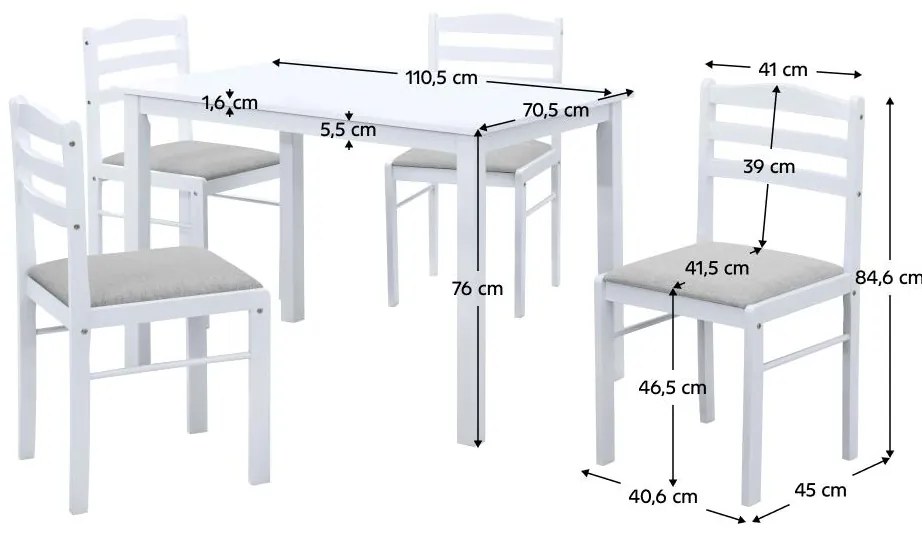 Set mobilier sufragerie Sesiones (alb + bej gri) (pentru 4 persoane). 1116505