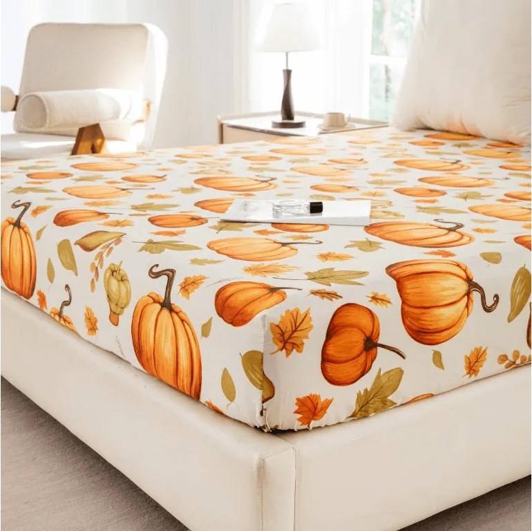 Cearsaf din microfibra AUTUMN PUMPKINS colorat 90x200 cm