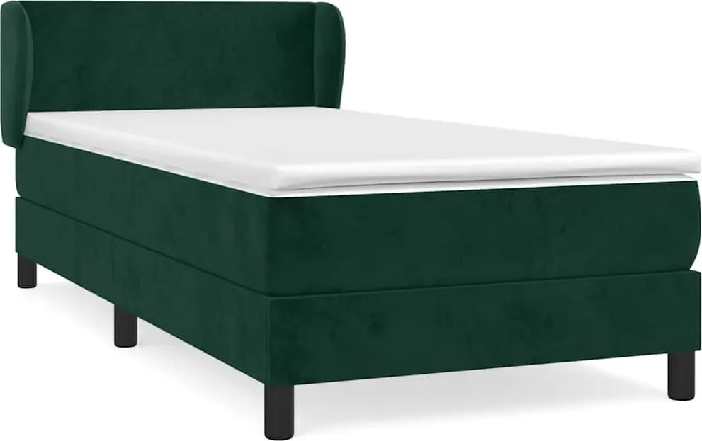vidaXL Pat box spring cu saltea, verde închis, 80x200 cm, catifea
