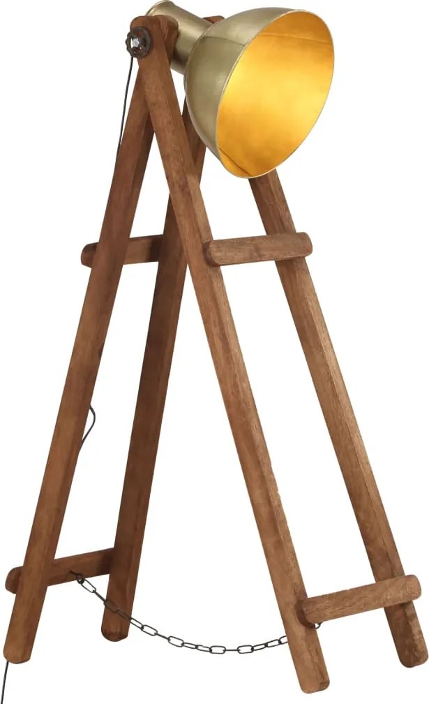 vidaXL Lampă de podea, alamă, lemn masiv de mango, E27