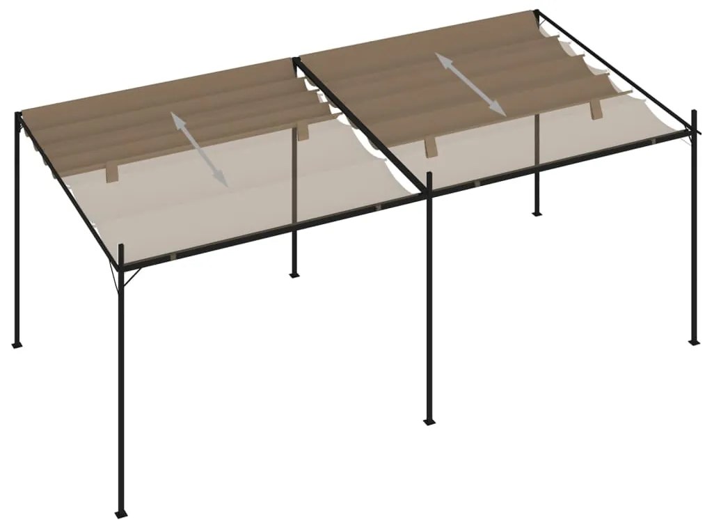 Pavilion cu acoperis retractabil, gri taupe, 600x300x233 cm Gri taupe, 600 x 300 x 233 cm