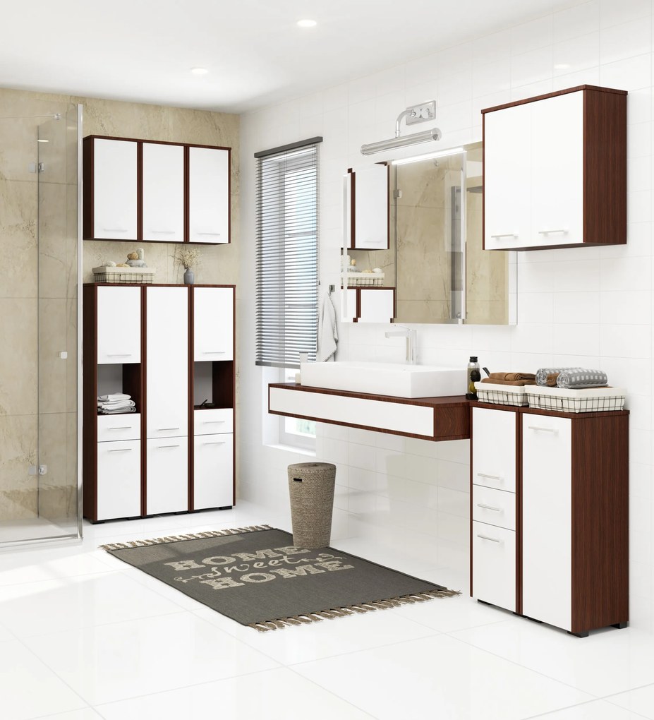 Dulap de baie suspendat Farid TYP5 (wenge + Alb). 1069550