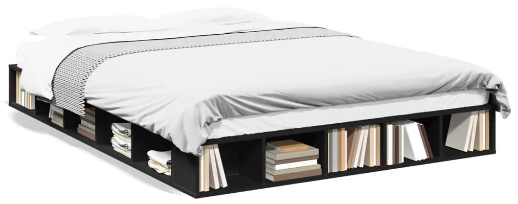 3280469 vidaXL Cadru de pat, negru, 150x200 cm, lemn prelucrat