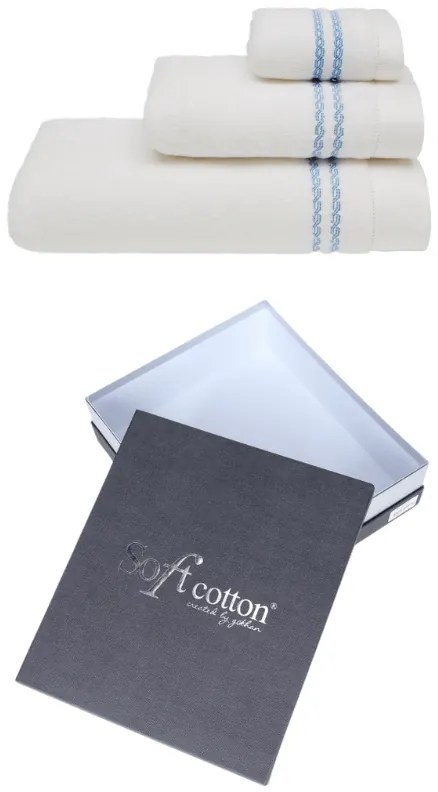 Set cadou prosoape și prosop de corp CHAINE, 3 buc Alb – Broderie roz