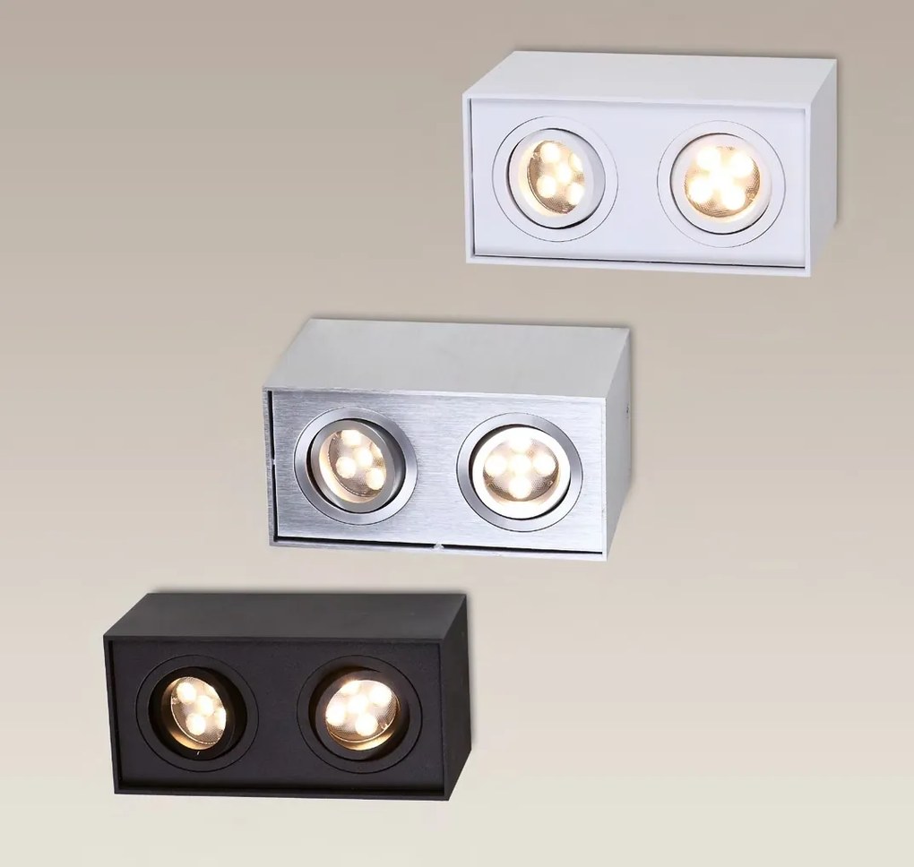 Plafoniera aplicata alba cu 2 spoturi, dim.19x12,5cm, BASIC SQUARE II WH C0088 MX