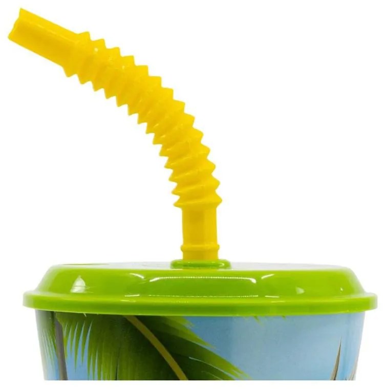 Dinozaur Pahar cu pai T-Rex, plastic, 430 ml