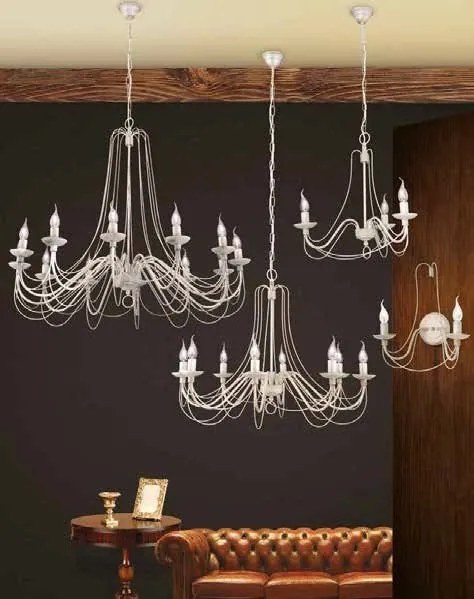 Lampadar design rustic cu 3 brate Vela, ivory