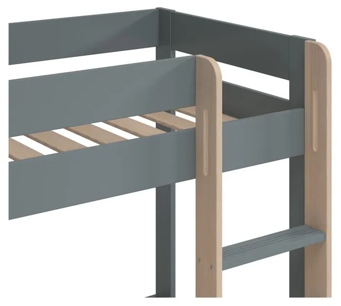 Pat pentru copii verde prăfuit supraetajat cu somieră 90x190 cm Angel – Marckeric