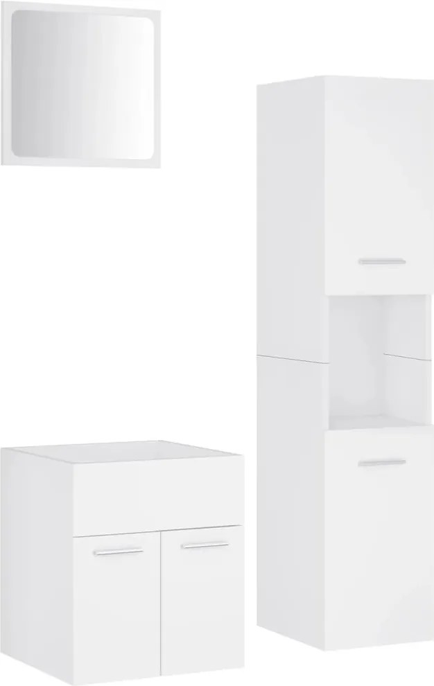 vidaXL Set mobilier de baie, alb, lemn prelucrat