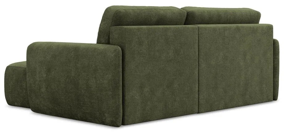 Colțar verde extensibil/cu spațiu de depozitare cu tapițerie din chenille (cu colț pe partea dreaptă/cu șezlong) Lilo – Makamii