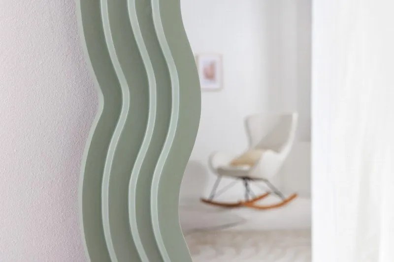 Oglinda de perete design modern Wave 160cm, verde salvie