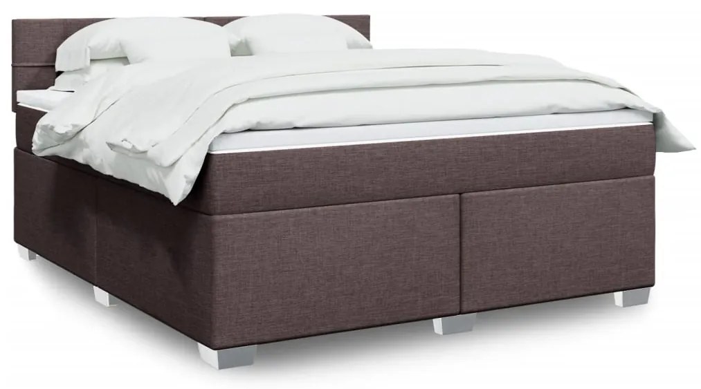vidaXL Pat continental cu saltea maro închis 180x200cm material textil