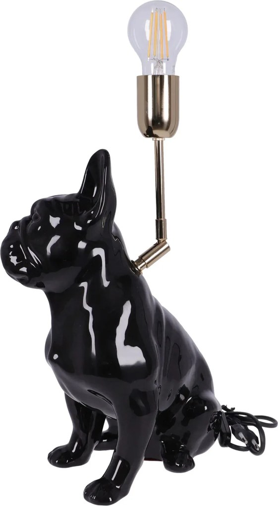 Lampa ceramica Bulldog Negru lucios h 35 cm