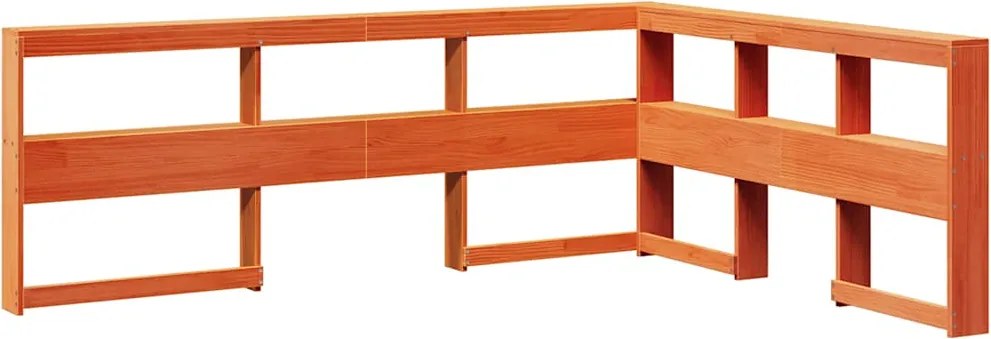 vidaXL Bibliotecă tăblie în formă de L, ceară maro, lemn masiv de pin