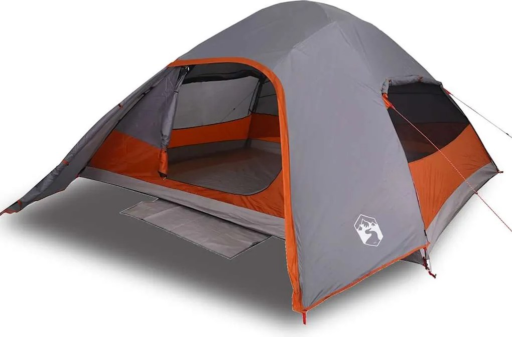 vidaXL Cort de camping cupolă pentru 4 persoane, gri, impermeabil