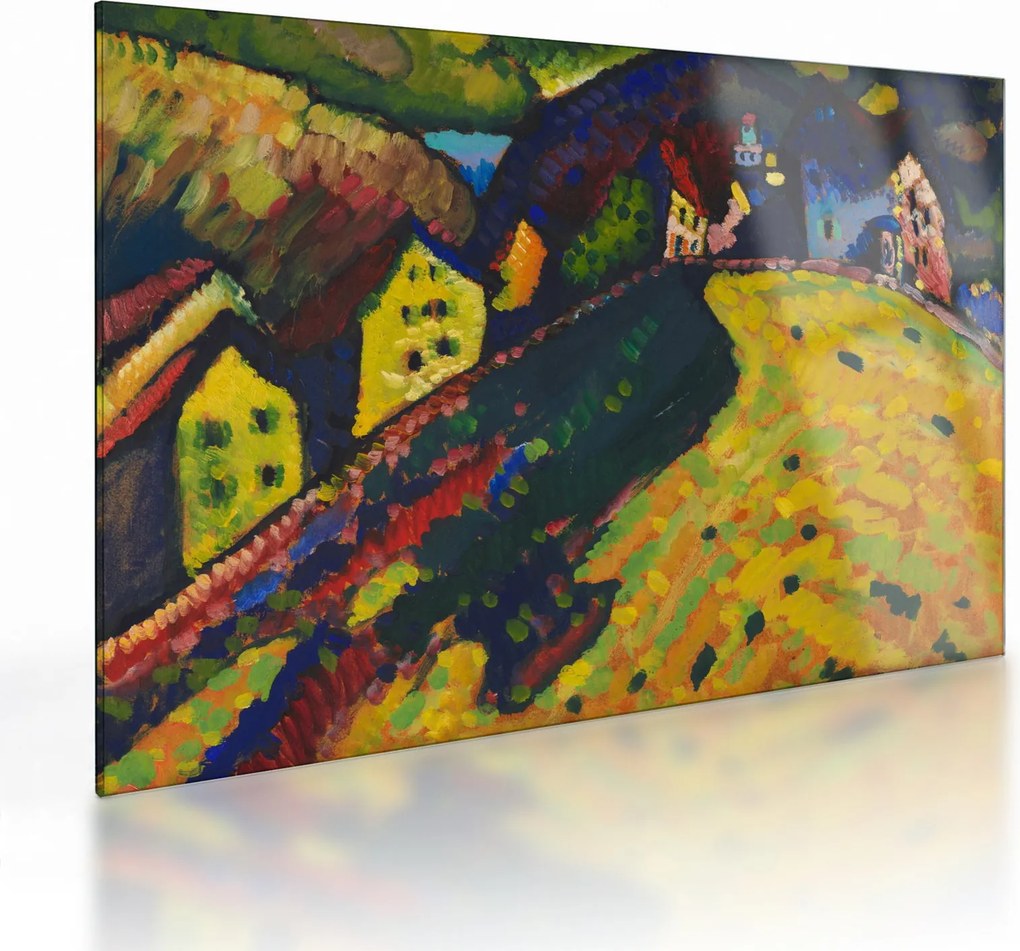 Tablou pe sticlă - Vasily Kandinsky, Houses at Murnau, reproducere (70x50 cm)