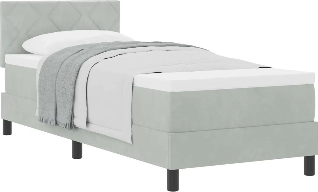 vidaXL Pat cu arcuri cu saltea Gri deschis 80 x 200 cm Catifea