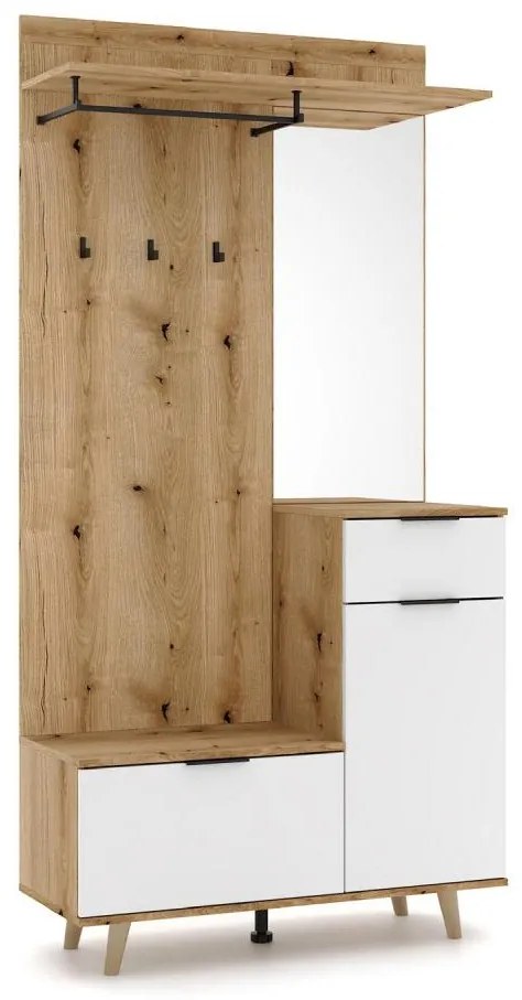 Panou pentru hol SVEN cu oglindă, maro/alb