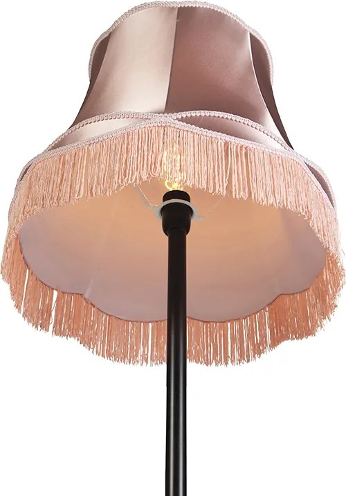 Lampă de podea retro neagră cu abajur roz de tip bunică 45 cm - Simplo