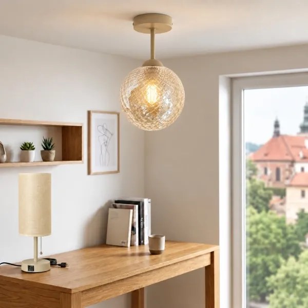BRILAGI - lustru aplicat LED R GLASS 1xE27/60W/230V Ø 17 cm bej/bej fumuriu
