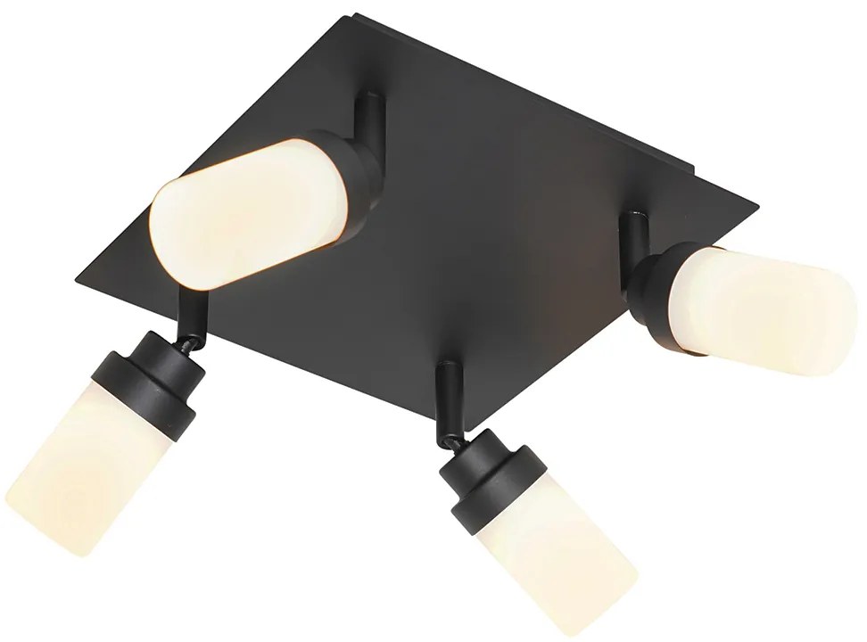 Spotlight modern pentru baie negru cu 4 lumini IP44 - Japie