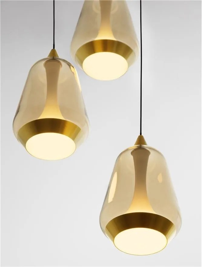 Lustra moderna cu 3 pendule LED, Metal, Sticla, Champaign, ALISH