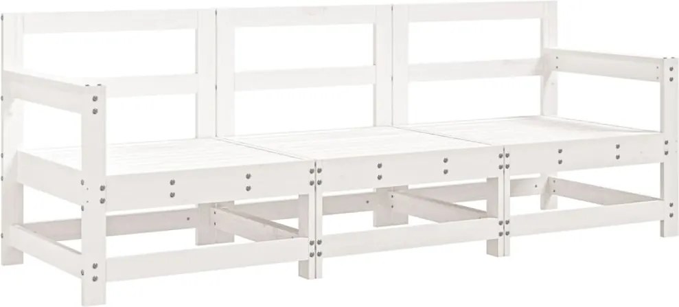 vidaXL Set mobilier de grădină, 3 piese, alb, lemn masiv de pin